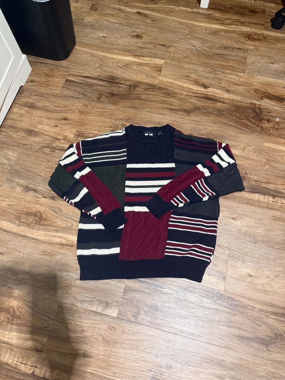 Woods & Gray Men's Size M/M Cable Knit Striped Cotton Sweater